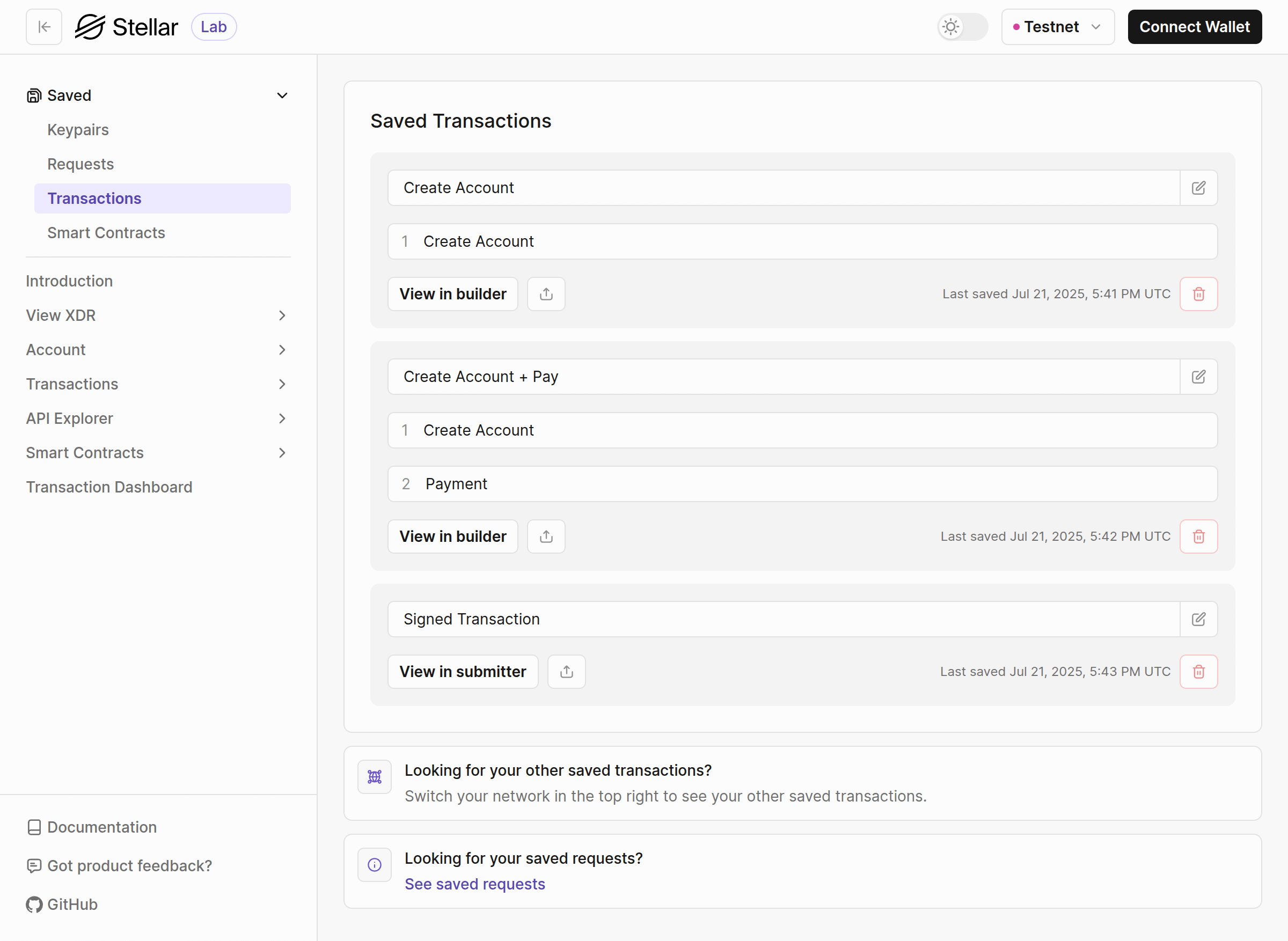 Lab: Saved Transactions